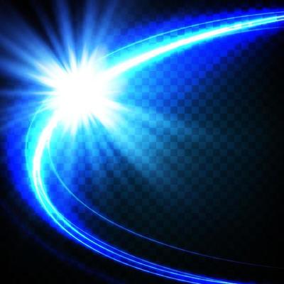 Glow light effect with white and blue sparks shining with special light. White glowing light. Starlight from rays. The sun is illuminated. Bright beautiful star. Sun light. EPS10.
