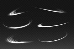 Abstract light lines of movement and speed with white color glitters. Light everyday glowing effect. semicircular wave, light trail curve swirl vector