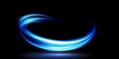 Abstract light lines of movement and speed in blue. Light everyday glowing effect. semicircular wave, light trail curve swirl vector