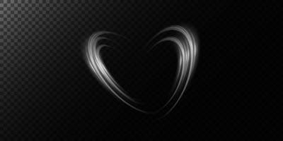 Abstract white light lines of movement and speed in the shape of heart. Glow light effect. vector