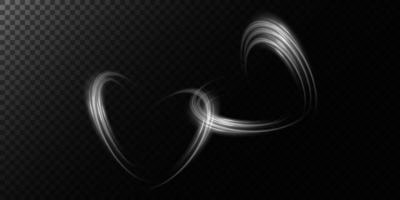 Abstract white light lines of movement and speed in the shape of two hearts. Glow light effect. vector