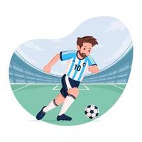 Lionel Messi Dribbling Ball in Soccer Field vector