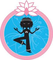 Meditating Yoga Girl in Silhouette Illustration vector