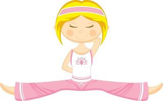 linda dibujos animados meditando yoga niña ilustración vector