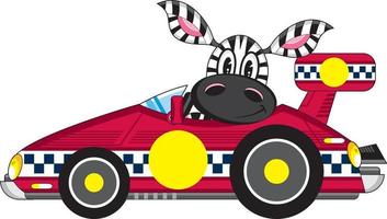 linda dibujos animados cebra conductor en Deportes coche vector