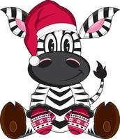 Cute Cartoon Santa Claus Christmas Zebra Character vector