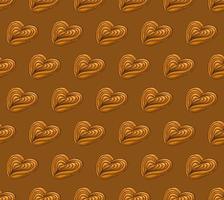 BROWN SEAMLESS VECTOR BACKGROUND WITH DELICIOUS BUNS IN THE FORM OF A HEART