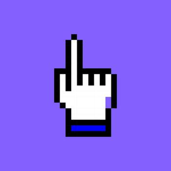 Cartoon White Pixel Computer Cursor Hand UI Element. Vector