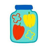 Cartoon Color Pickled Pepper in Jar Icon. Vector