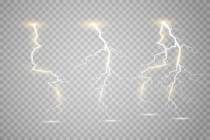 Lightning magical and bright light effect. Thunderstorm with lightning vector