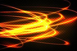 Golden glowing shiny spiral lines effect vector background. EPS10. Abstract light speed motion effect. Shiny wavy trail. Light painting. Light trail