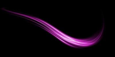 Abstract light lines of movement and speed with purple color sparkles. Light everyday glowing effect. semicircular wave, light trail curve swirl vector