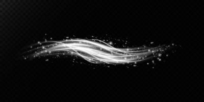 Magic spiral with sparkles. White light effect. Glitter particles with lines. Swirl effect. vector