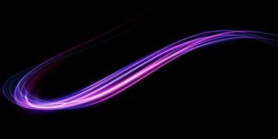 Mystical speed purple and blue stripes, glitter effect. The glow of cosmic rays. Neon lines of speed and fast wind. Glow effect, powerful energy. vector