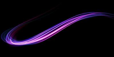 Mystical speed purple and blue stripes, glitter effect. The glow of cosmic rays. Neon lines of speed and fast wind. Glow effect, powerful energy. vector