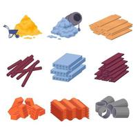 Cartoon Color Different Building Materials Set. Vector