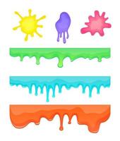 Cartoon Color Different Slime Line Streaks and Drop Set. Vector