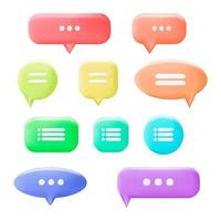 3d Different Color Speech Bubble Set Plasticine Cartoon Style. Vector