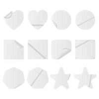 Realistic Detailed 3d Blank Stickers Different Shapes Set. Vector