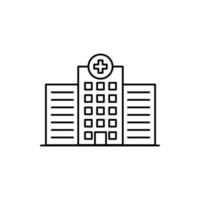 Hospital Building Sign Black Thin Line Icon. Vector