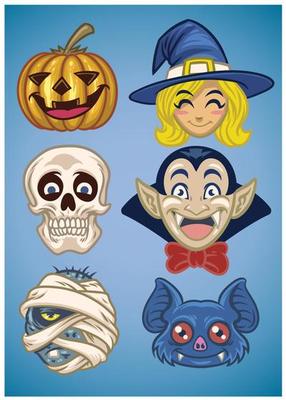 cartoon of halloween character set