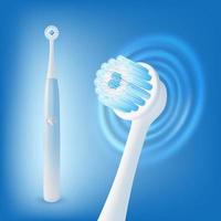 Realistic Detailed 3d Electric Toothbrush with Rotating Nozzle Set. Vector