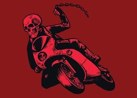 cráneo de bandido montando motocicleta vector