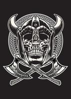 skull of viking warrior with crossed axes vector