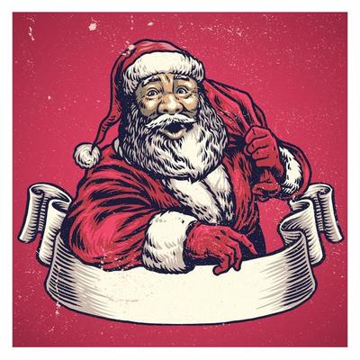 Hand drawing of santa claus with text space on banner