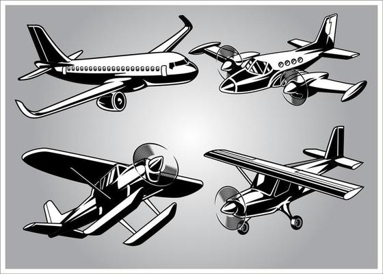 collection of modern airplane