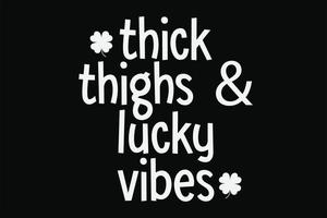 Thick Thigh Vibes Retro Groovy Wavy St Patrick's Day T-Shirt Design vector