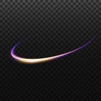 Abstract light lines of movement and speed, blue, gold, purple colors. Light everyday glowing effect. semicircular wave, light trail curve swirl, optical fiber incandescent png. vector