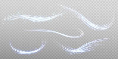 Abstract light lines of movement and speed in blue. Light everyday glowing effect. semicircular wave, light trail curve swirl vector