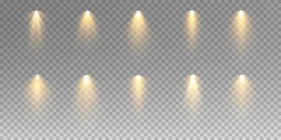 Set of vector spotlights. various forms of light. Stage spotlights. Light effects. Glow light effect. Vector illustration.