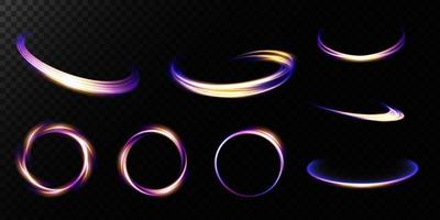 Abstract light lines of movement and speed with white color glitters. Light everyday glowing effect. semicircular wave, light trail curve swirl, car headlights, incandescent optical fiber png. vector