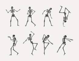 dibujos animados negro diferente bailando humano huesos colocar. vector