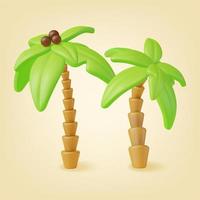 3d Tropical Palm Tree Set Plasticine Cartoon Style. Vector