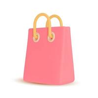 3d Red Paper Bag Plasticine Cartoon Style. Vector