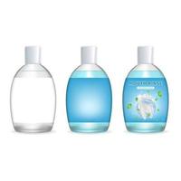 Realistic Detailed 3d Mouth Rinse Bottle Set . Vector