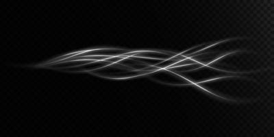 Abstract light lines of movement and speed in white. Light everyday glowing effect. semicircular wave, light trail curve swirl, car headlights, incandescent optical fiber png. vector