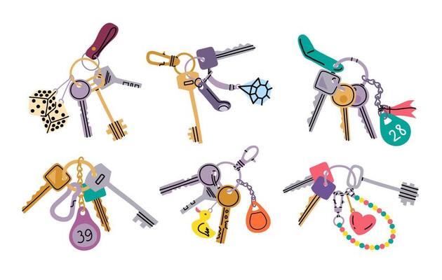 Cartoon Color Different Keys Set. Vector