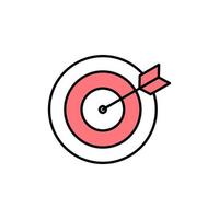 Archery Target with Arrow Sign Thin Line Icon. Vector