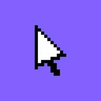 Cartoon White Pixel Computer Cursor Pointer UI Element. Vector