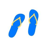 Cartoon Color Blue Beach Flip Flops. Vector