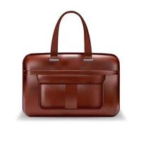 Realistic Detailed 3d Brown Leather Briefcase. Vector