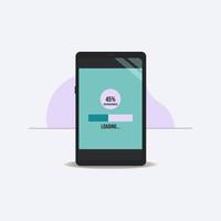 Phone 45 percent update system loading bar design vector illustration