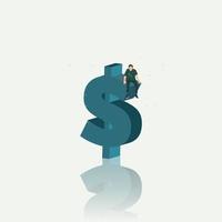 hombre sentado en dinero símbolo diseño vector ilustración