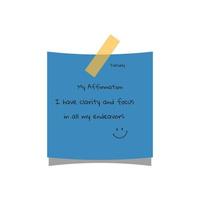 Paper stuck with tuesday my affirmation sentences illustration vector