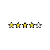 Five Star Rating Sign Thin Line Icon. Vector