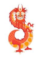 Cartoon Color Cute Chinese Dragon. Vector